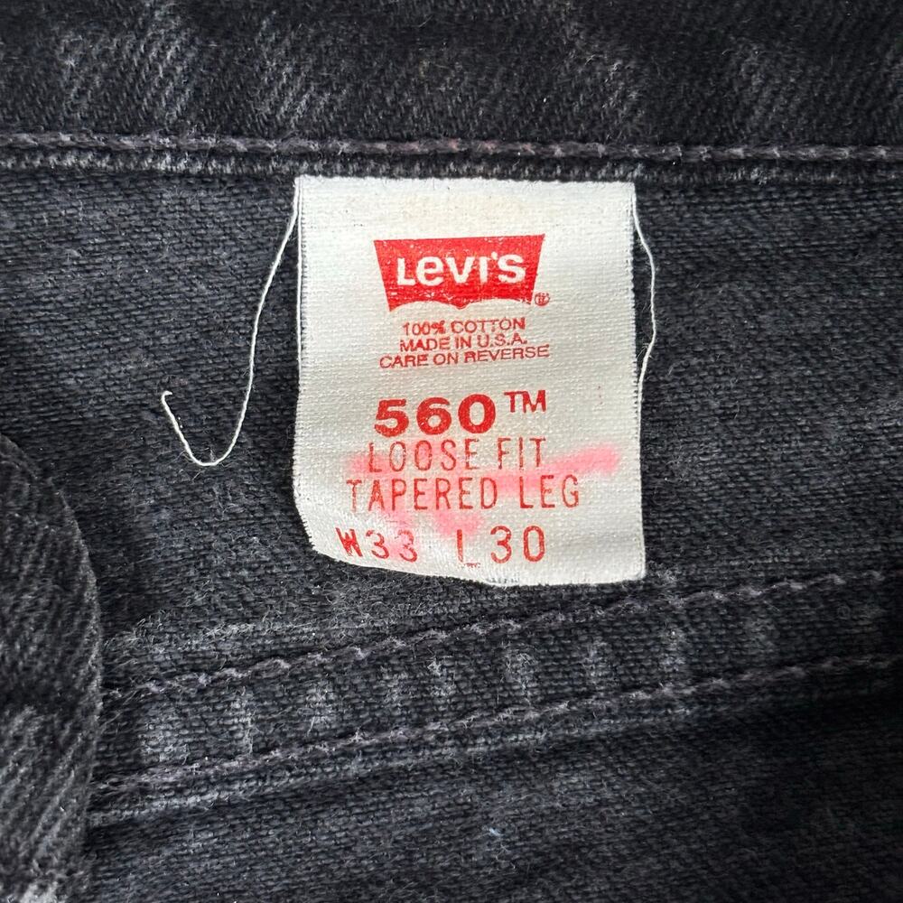 Vintage Levi’s 560 Orange Tab Black Jeans USA Loose Fit Tapered W33 L30 Fits W31 - Picture 8 of 10